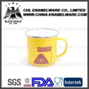 Two Tone Camping Enamel Metal Mug with Stainless Steel Rim